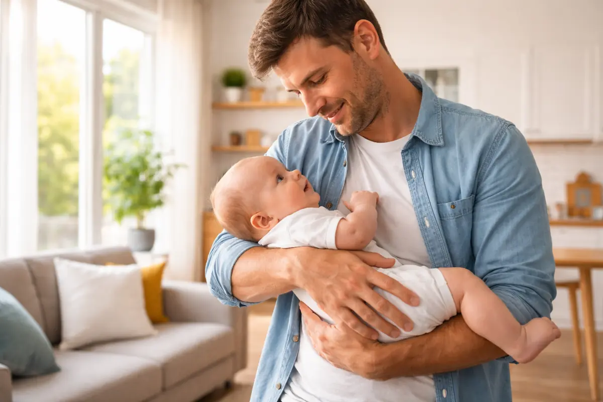 Padre e bambino in casa