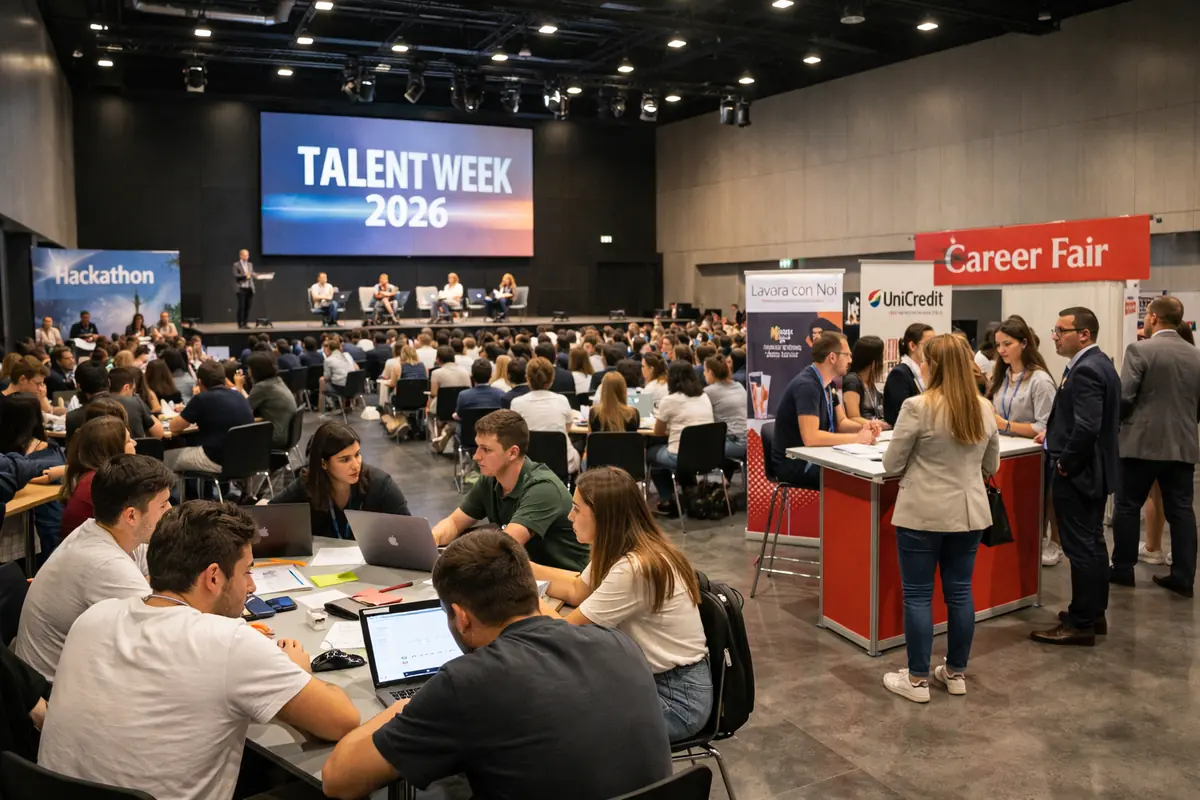 Evento Talent Week con studenti e aziende durante career fair sul lavoro in Veneto