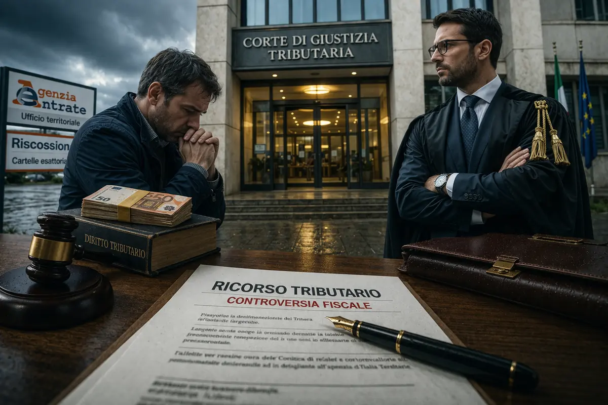 Difesa tecnica nel processo tributario con avvocato e contribuente davanti alla Corte di giustizia tributaria