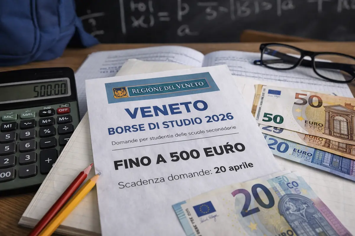 Borse di studio Veneto 2026 fino a 500 euro per studenti con documenti scolastici e banconote euro
